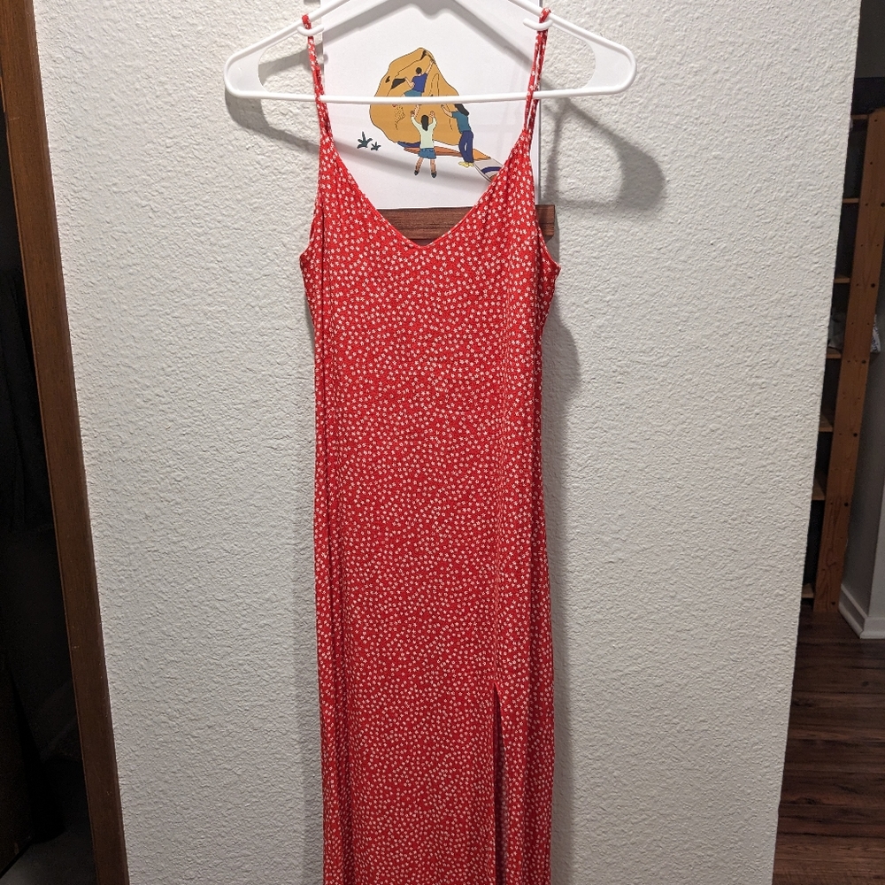 Red Reformation Slit Dress